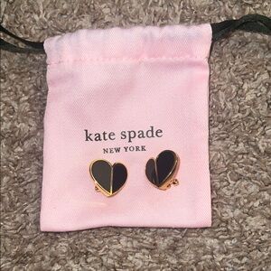 Kate Spade Black and Gold Heart Earrings
